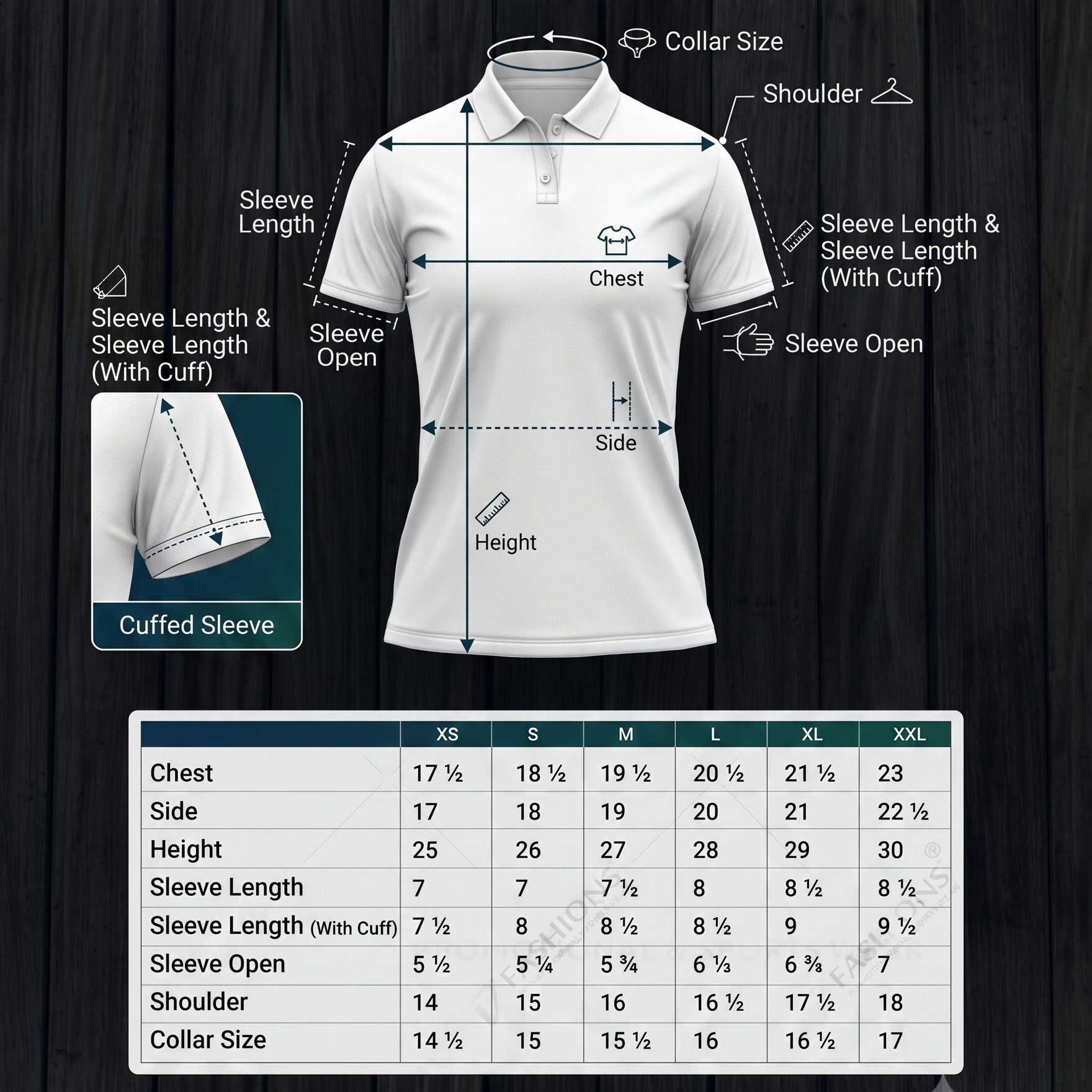T-Shirt Collar Sizing Chart