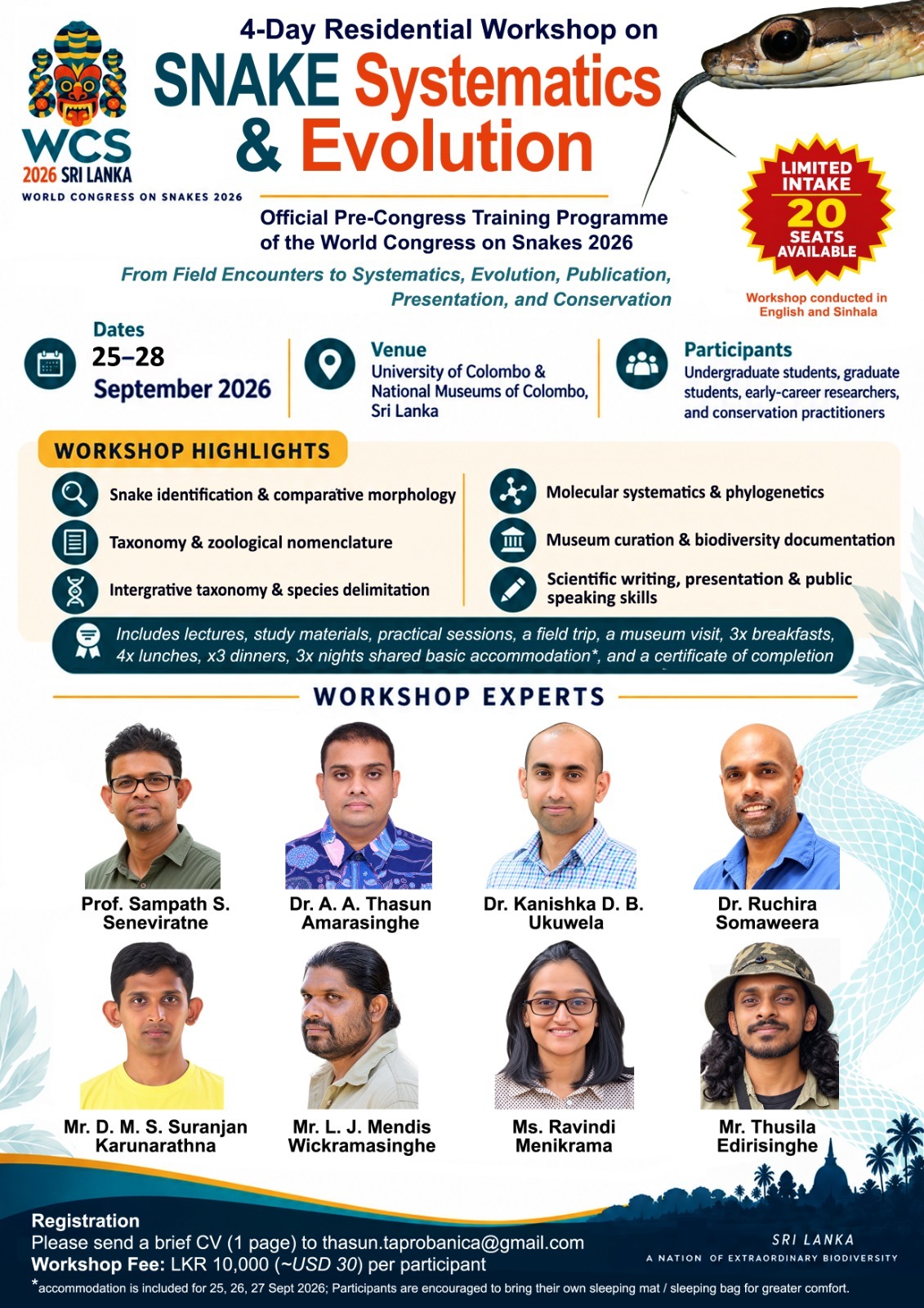4-Day Residential Workshop on Snake Systematics & Evolution